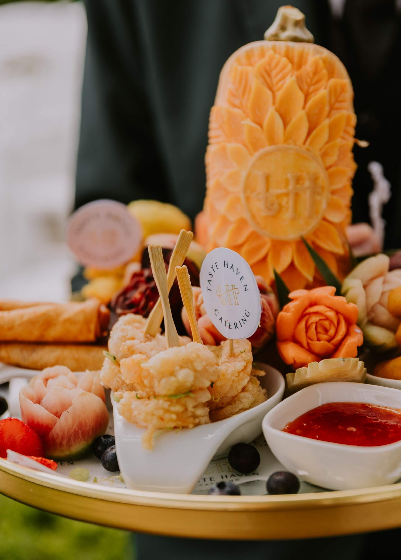 The all-inclusive African - Caribbean wedding package offered by Froyle Park includes a selection of delicious canapes made my premium caterer Taste Haven.