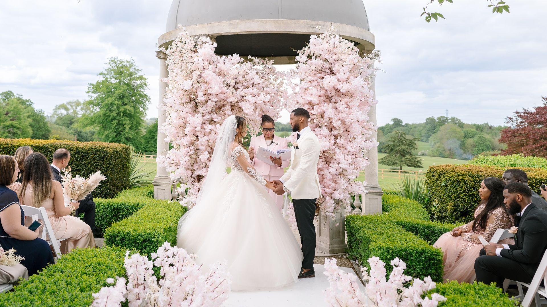 Fairytale Afro-Caribbean wedding taking place at Froyle Park's iconic Dome on the Surrey / Hampshire border.