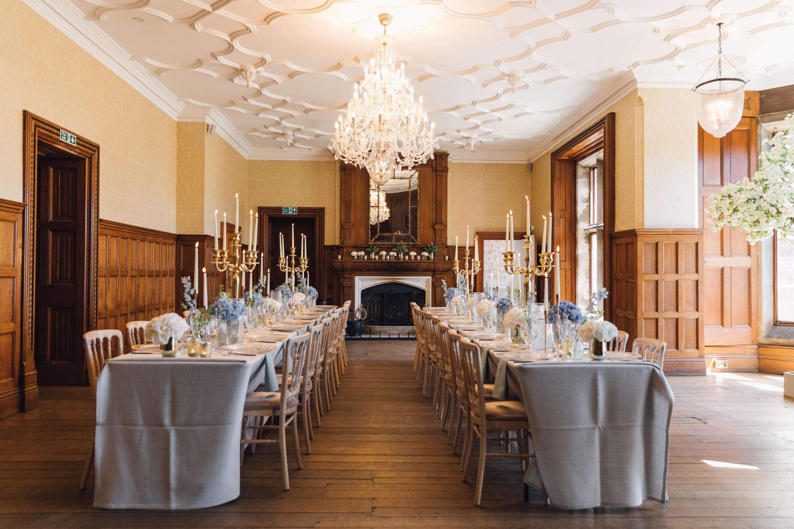 The Great Hall at Froyle Park can be used for inimate wedding breakfasts for up to 70 guests, for those wanting a historic